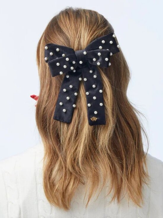 NWT LELE sadoughi PEARL EMBELLISHED ANTOINETTE BOW BARRETTE main image 4